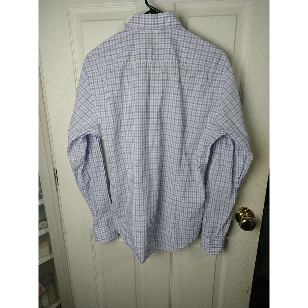 Jack Maverick Collared Purple Blue Gingham Long Sleeve Shirt. Size M